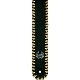 DiMarzio Custom Italian Black Leather Whipstitch Guitar Strap Tan Laces