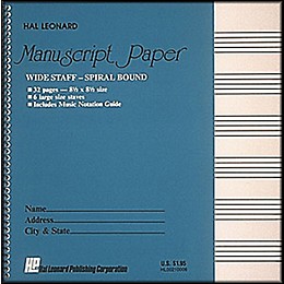 Hal Leonard Wide Staff Spiral Bound Manuscript Paper