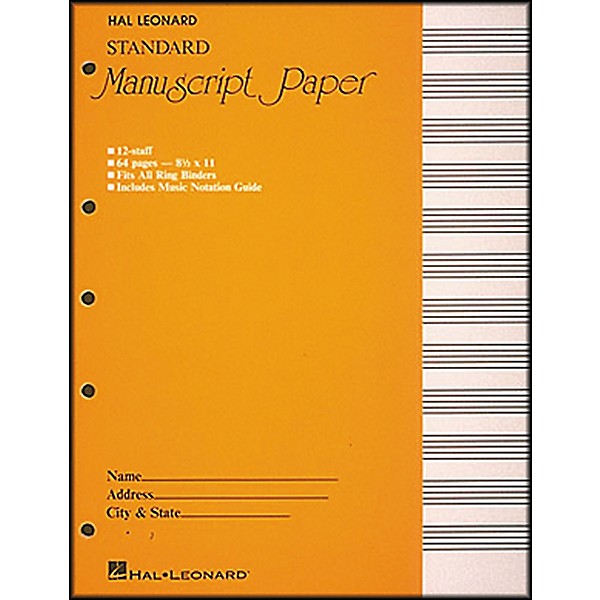 Hal Leonard Standard Manuscript Paper (8 1/2" x 11")
