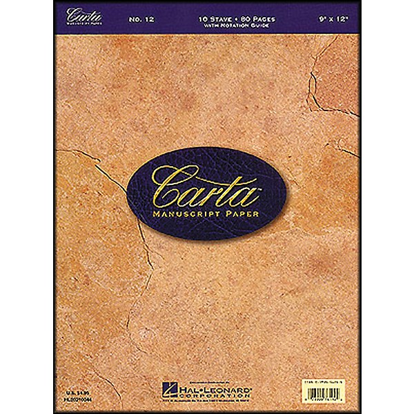 Hal Leonard Carta Manuscript Paper # 12 - Writing Pad, 9 X 12, 80 Pages, 10 Stave