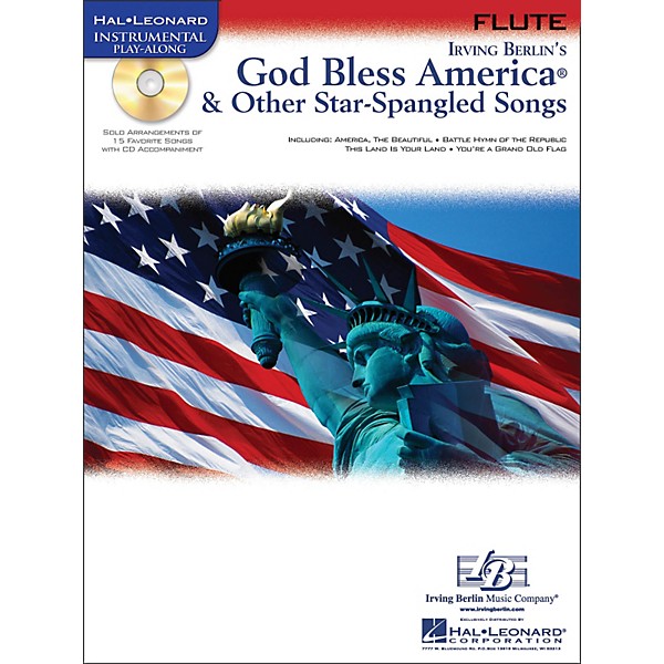Hal Leonard God Bless America & Other Star-Spangled Songs for Flute instrumental Play-Along Book/CD