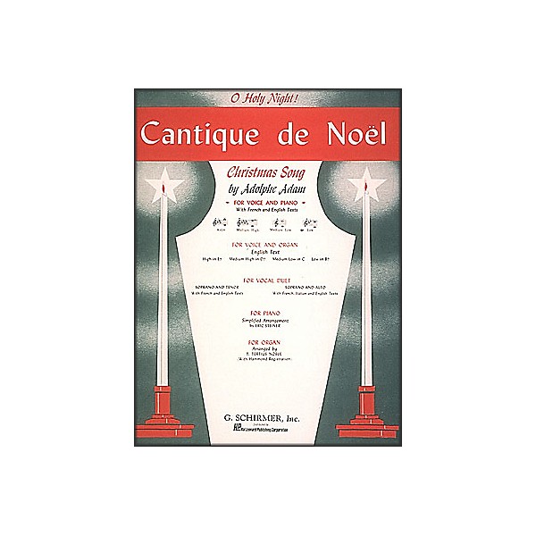 G. Schirmer Cantique De Noel (O Holy Night) In B Flat for Low Voice By Adam / Deis