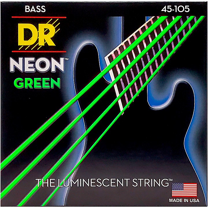 DR Strings NEON Hi Def Green Bass SuperStrings Medium 4 String