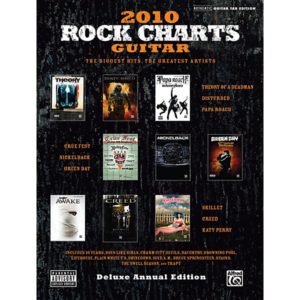 Alfred Rock Charts Guitar 2010 Deluxe Annual Edition Guitar Tab Book