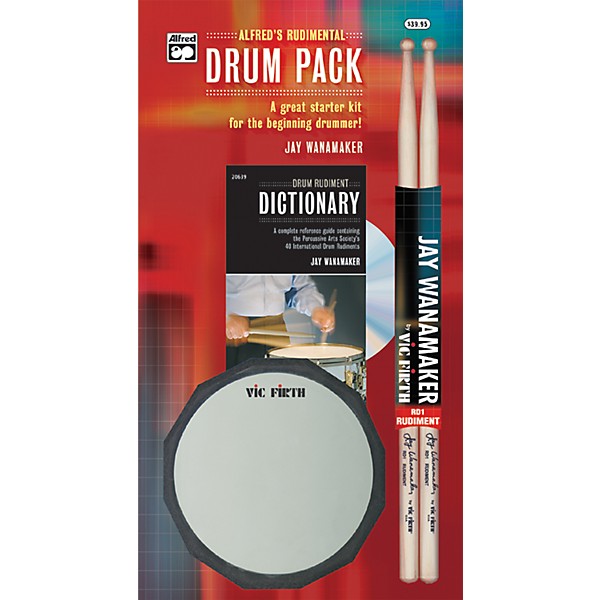 Clearance Alfred Rudimental Drum Pack Handy Guide CD Drum Pad & Sticks