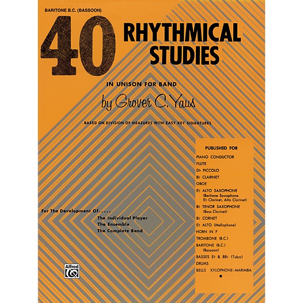 Alfred 40 Rhythmical Studies Baritone (B.C.) & Bassoon