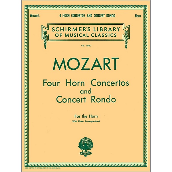 G. Schirmer Four Horn Concertos And Concert Rondo for The Horn with Piano Accompaniment