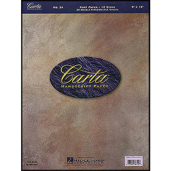 Hal Leonard Carta 34 Partpaper 9X12, Dbl Sided, 24 Sheet, 12 Stave Manuscript