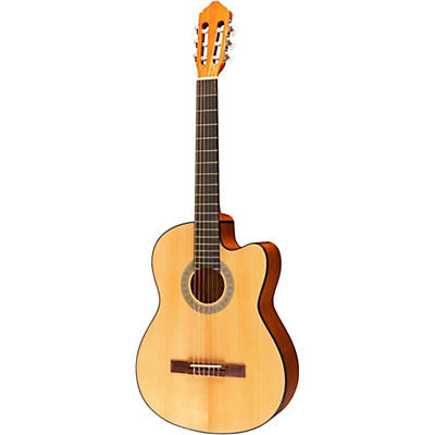 Lucero Lc100ce Cutaway Classical Acoustic-Electric Guitar Natural for sale