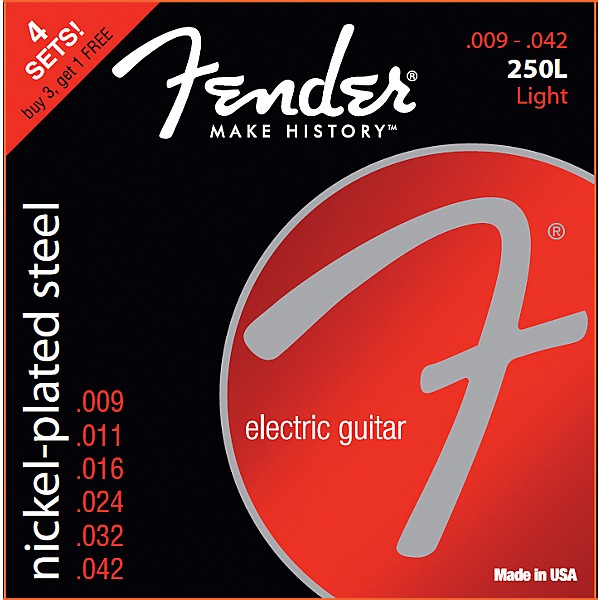 Fender 250L Nickel Plated Steel 9-42 4pk