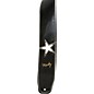 Moody 2.5" Luxury Black Leather Gutiar Strap with One White Star Standard
