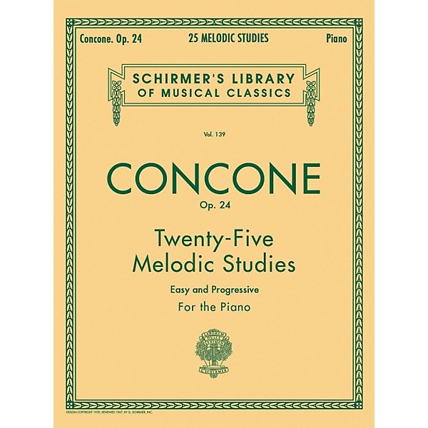 G. Schirmer 25 Melodic Studies Op 24 for Piano By Concone