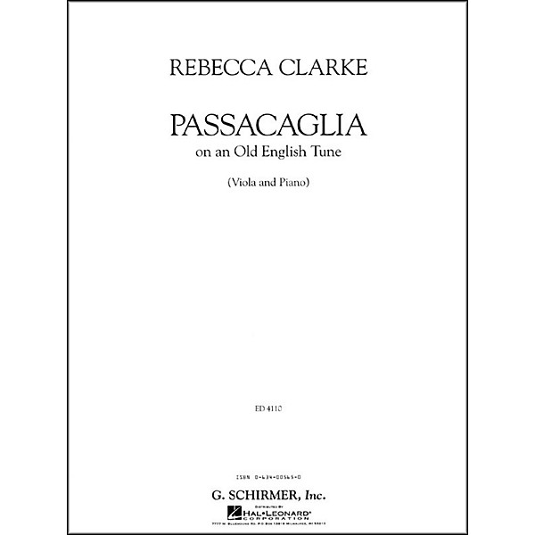G. Schirmer Passacaglia Va/Pno Of An Old English Tune Viola And Piano By Clarke