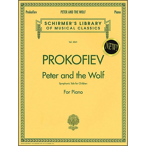 G. Schirmer Peter And The Wolf - Symphonic Tale for Children for Piano By Prokofiev