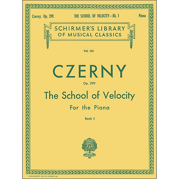 G. Schirmer School Of Velocity Op 299 Book 1 Piano By Czerny