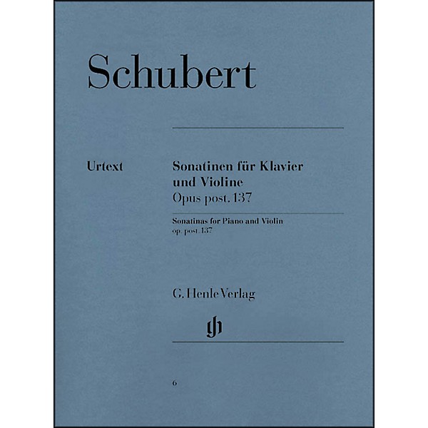 G. Henle Verlag Sonatinas for Piano And Violin Opus Post 137 By Schubert