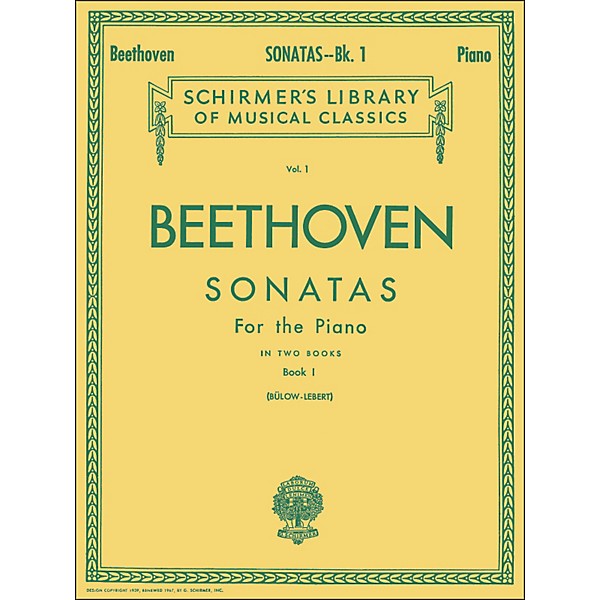 G. Schirmer Sonatas for Piano Book 1 By Beethoven