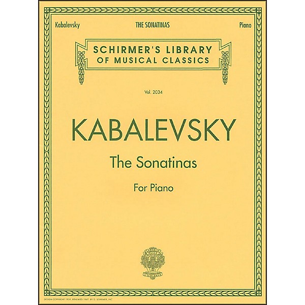 G. Schirmer The Sonatinas Op 13 No 1 & No 2 Piano By Kabalevsky
