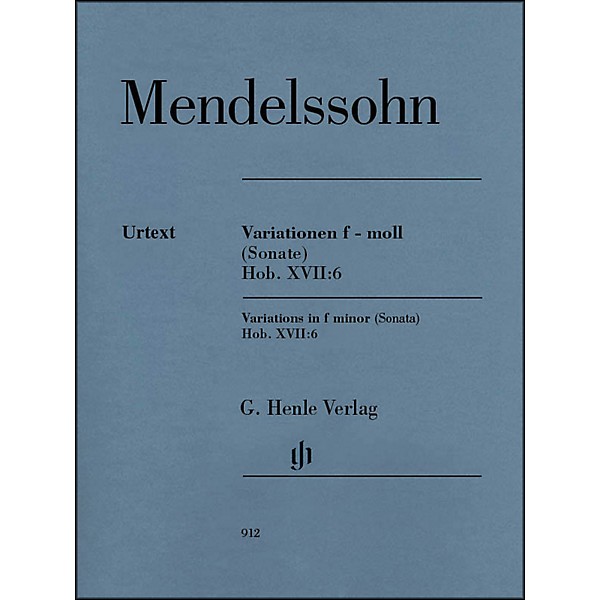 G. Henle Verlag Variations in F Minor (Sonata) Hob. XVII:6 Piano Solo By Haydn