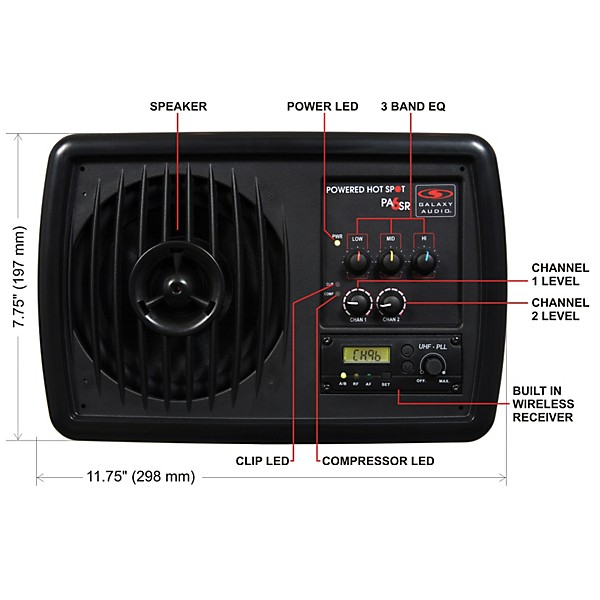 Galaxy Audio PA6SR Powered Hot Spot with Wireless Receiver Card