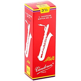 Vandoren JAVA Red Baritone Saxophone Reeds Strength 3.5, Box of 5
