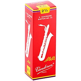 Vandoren JAVA Red Baritone Saxophone Reeds Strength 2.5, Box of 5