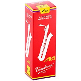 Vandoren JAVA Red Baritone Saxophone Reeds Strength 2, B... Vandoren JAVA Red Baritone Saxophone Reeds Strength 2.5, Box of 5