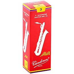 Vandoren JAVA Red Baritone Saxophone Reeds Strength 3, Box of 5