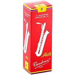 Vandoren JAVA Red Baritone Saxophone Reeds Strength 2, Box of 5