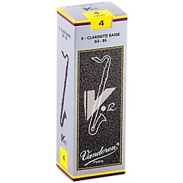 Vandoren V12 Series Bass Clarinet Reeds Strength - 4, Box of 5