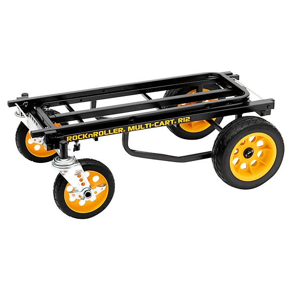 Rock N Roller R12RT Multi-Cart 8-in-1 Equipment Transporter Cart Black Frame/Yellow Wheels All-Terrain