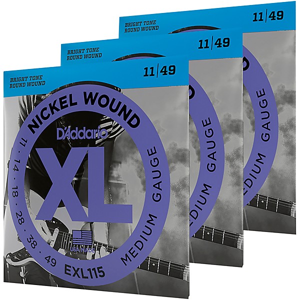 D'Addario EXL115 Medium Gauge Guitar Strings 3-Pack