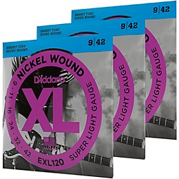 D'Addario EXL120 Nickel Super Light Electric Guitar Strings 3-Pack