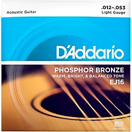 D'Addario EJ16 Phosphor Bronze Light Acoustic Guitar Strings Single Pack