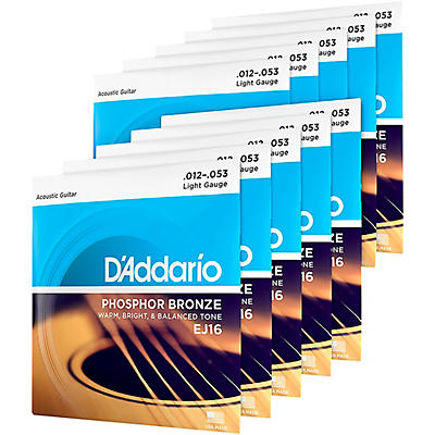 D'addario Ej16-10P Phosphor Bronze Light Acoustic Guitar Strings 10-Pack for sale