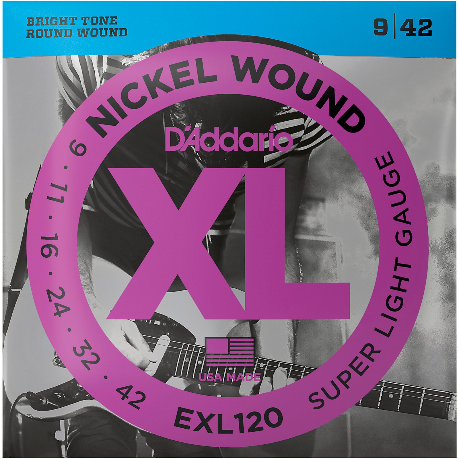 D'Addario EXL120 Nickel Super Light Electric Guitar Strings Single 