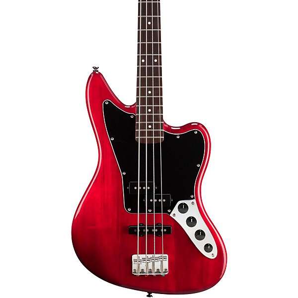 Open Box Squier Vintage Modified Jaguar Electric Bass Guitar Special Level 2 Transparent Crimson Red 190839006981