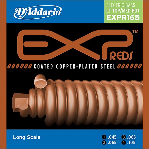 D'Addario EXPPR165 Reds Long Scale Light Top/Medium Bottom Electric Bass strings