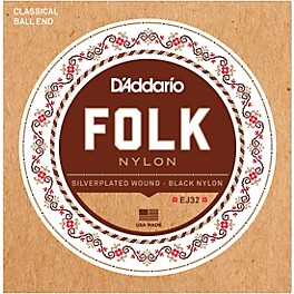 D'Addario EJ32 Folk Nylon Silver/Ball End Black Treble Guitar Strings