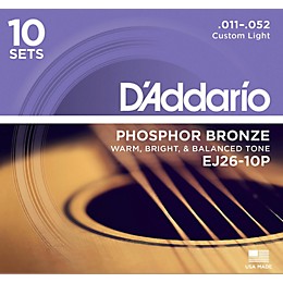 Open Box D'Addario EJ2610-P 10-Pack Custom Light Acoustic Guitar Strings Level 1