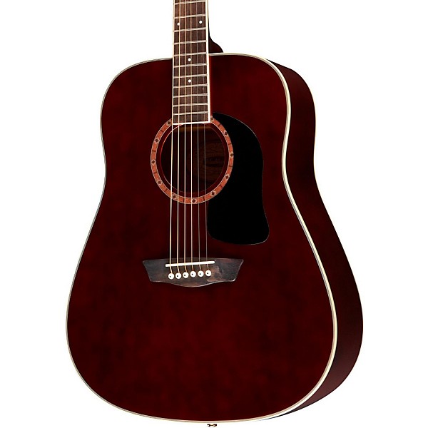 Open Box Washburn WD100DL Dreadnought Mahogany Acoustic Guitar Level 2 Transparent Wine Red 190839013408