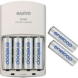 Sanyo Universal 4-position charger with 6 Eneloop 1500 AA batteries