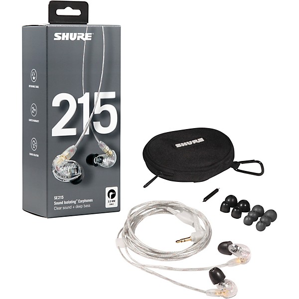 Shure SE215 Dynamic MicroDriver Earphones Clear