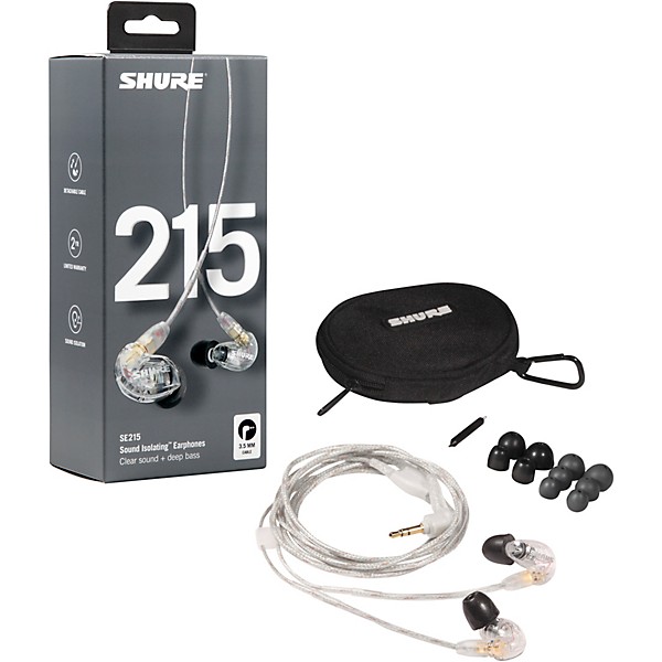 Open Box Shure SE215 Dynamic Microdriver Earphones Level 1 Clear