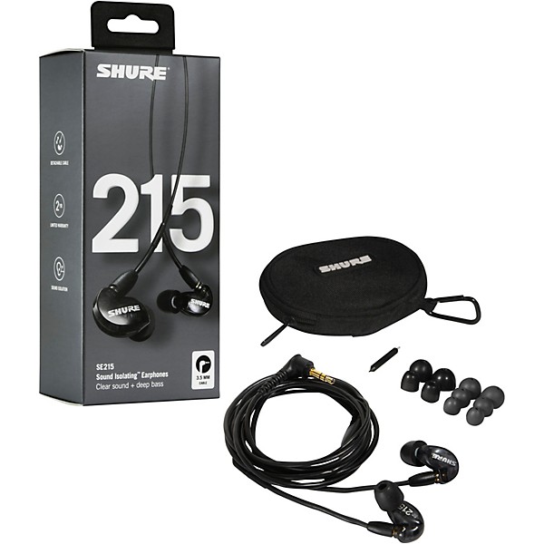 Open Box Shure SE215 Dynamic Microdriver Earphones Level 1 Black