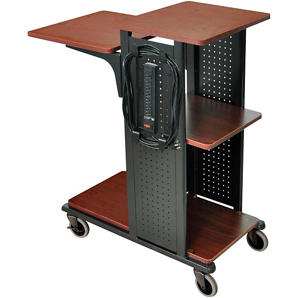 H. Wilson Boardroom Presentation Station with 7 outlet electrical assembly Black Cherry Medium
