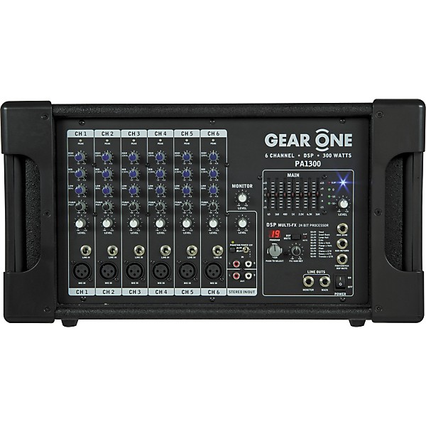 Gear One PA1300 6 Ch Powered Mixer 300 wt