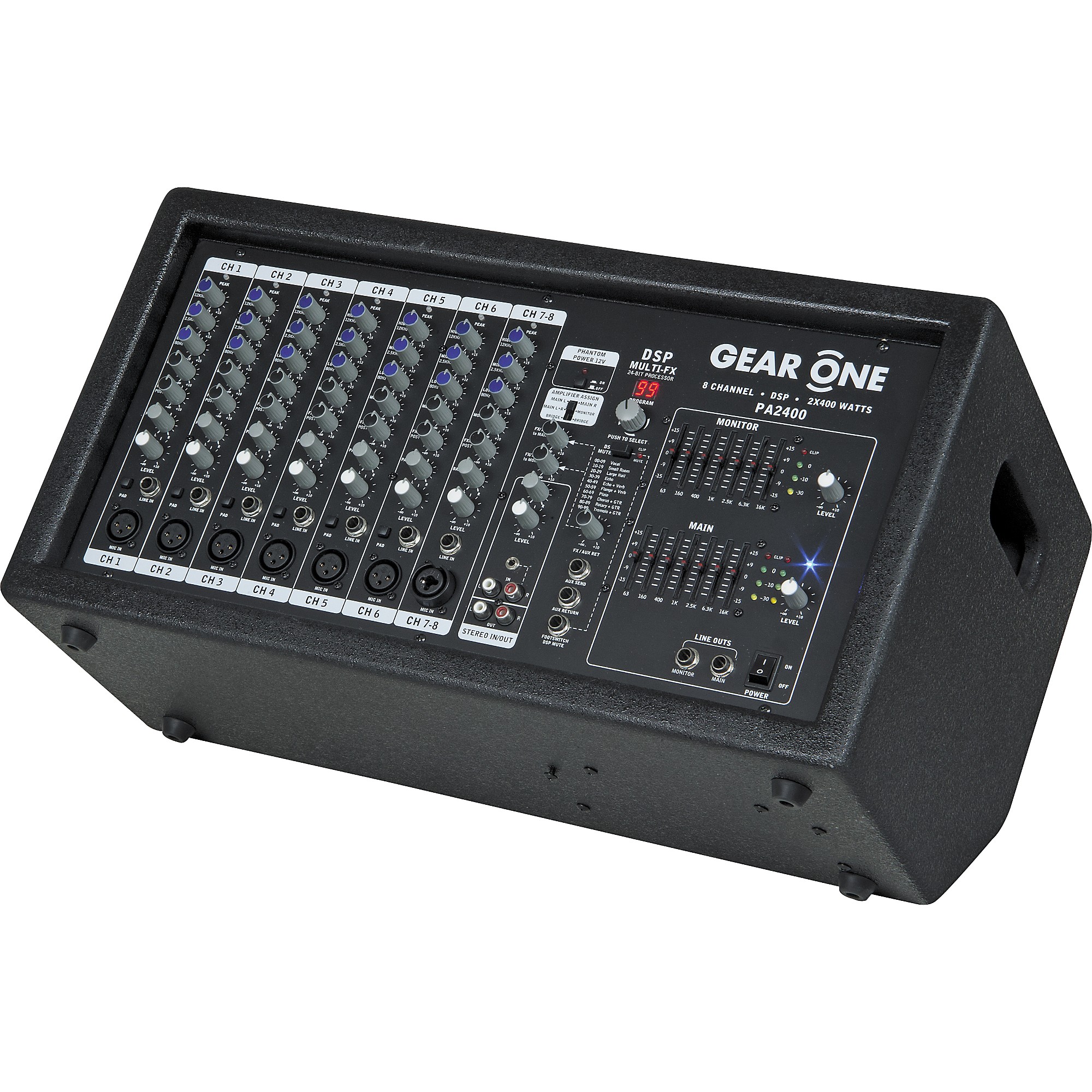 Open Box Gear One PA2400 8 Ch Powered Mixer 2 x 400 wt | Guitar Center