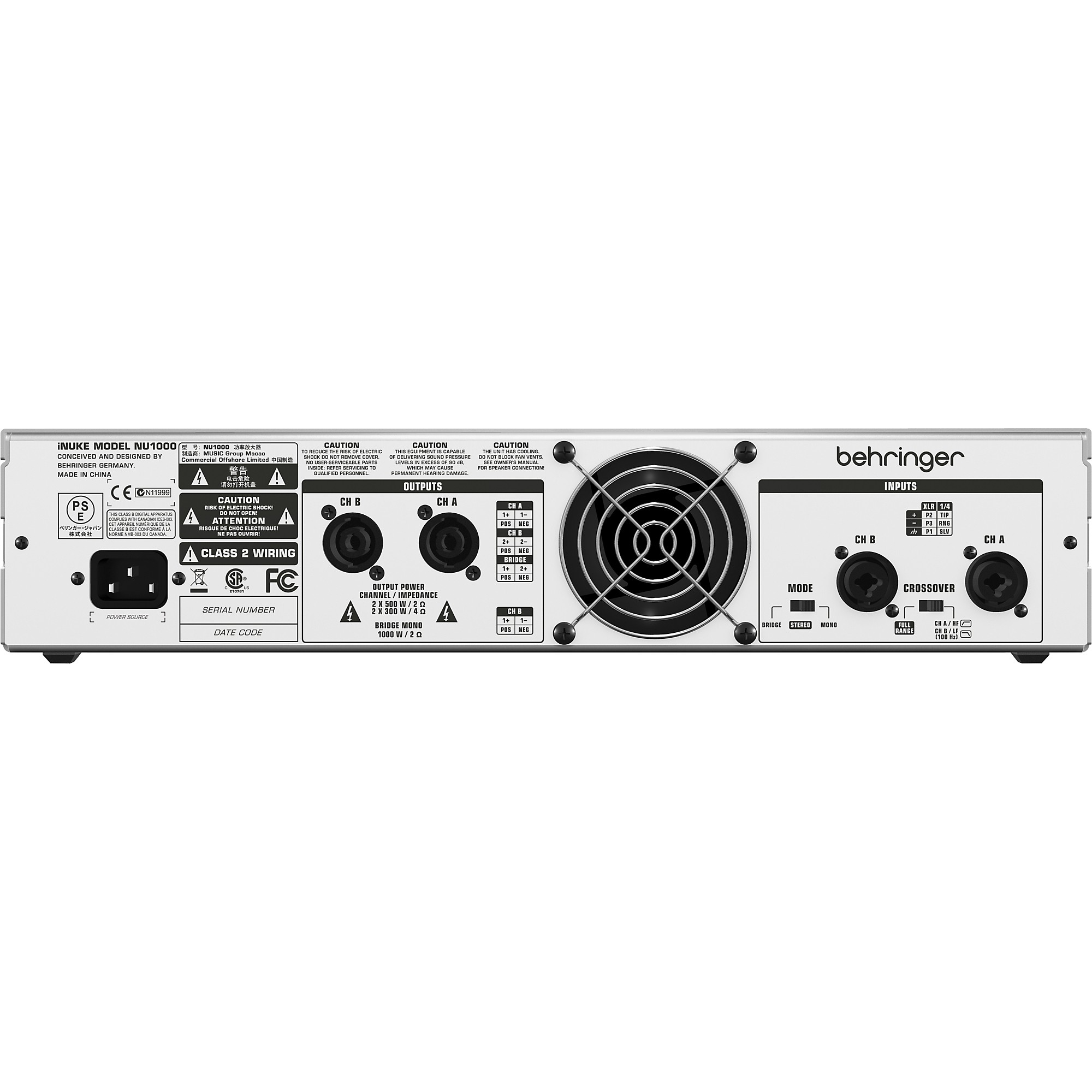 BEHRINGER iNUKE NU1000 ステレオパワーアンプ Restock Behringer iNUKE NU1000 Power Amp | Guitar Center