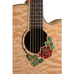 Open Box Luna Flora Rose Folk Acoustic-Electric Guitar Level 1 Quilted Maple with Clear Finish